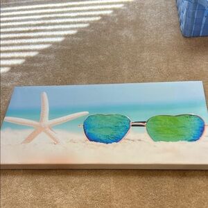 Beach Canvas Art with Sunglasses and Starfish